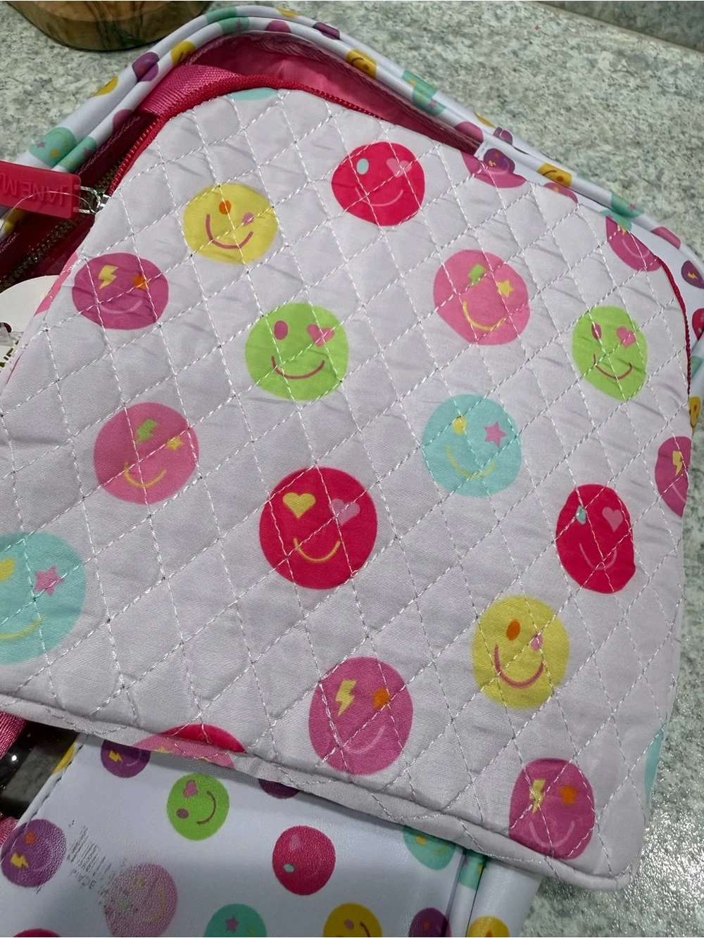 Jane Marie Smiley Face Cosmetic Travel Bag 2 Piece Set NWT